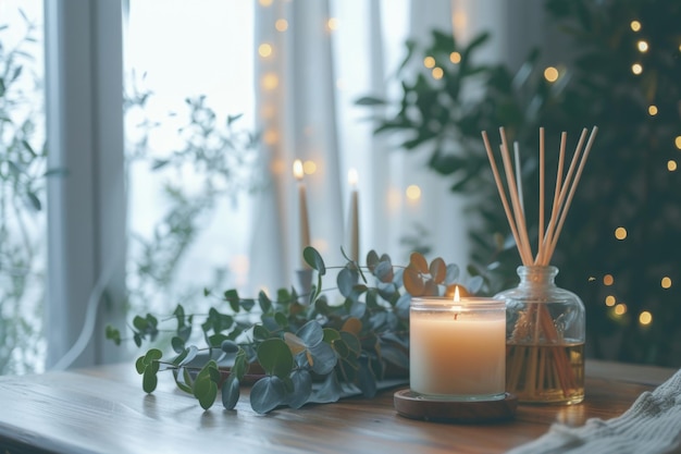 Home decor with hygge aromatherapy diffusers candles eucalyptus