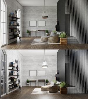Home decor woonkamer stijlvol interieur 3d render modern appartement 3d illustratie