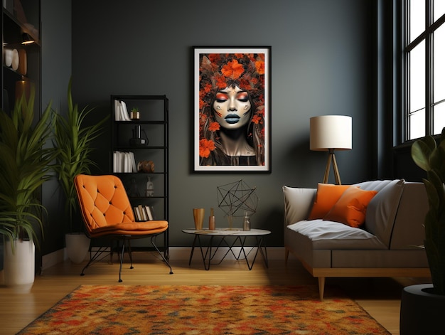 Home decoration with poster photo