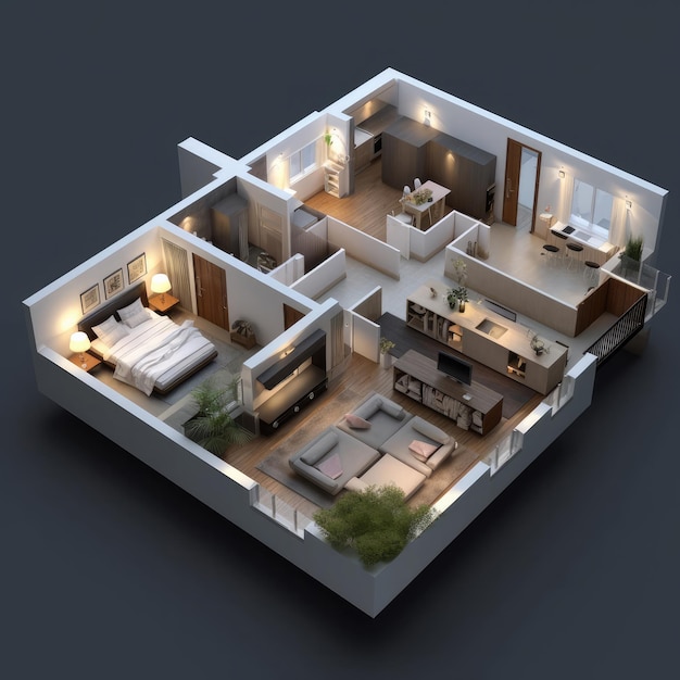 Home design 3d render 3d illustration