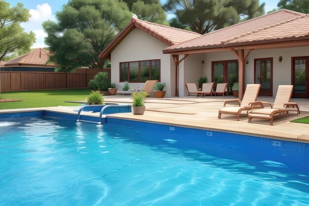 Photo home design with a comfortable minimalist swimming pool