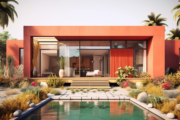 Home exterior design with contemporary concepts and retro colors