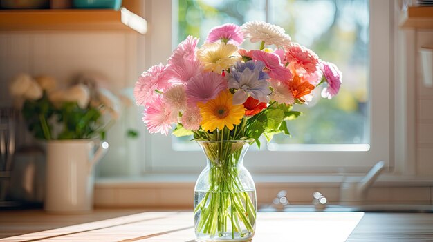 Photo home flower vase in kitchen