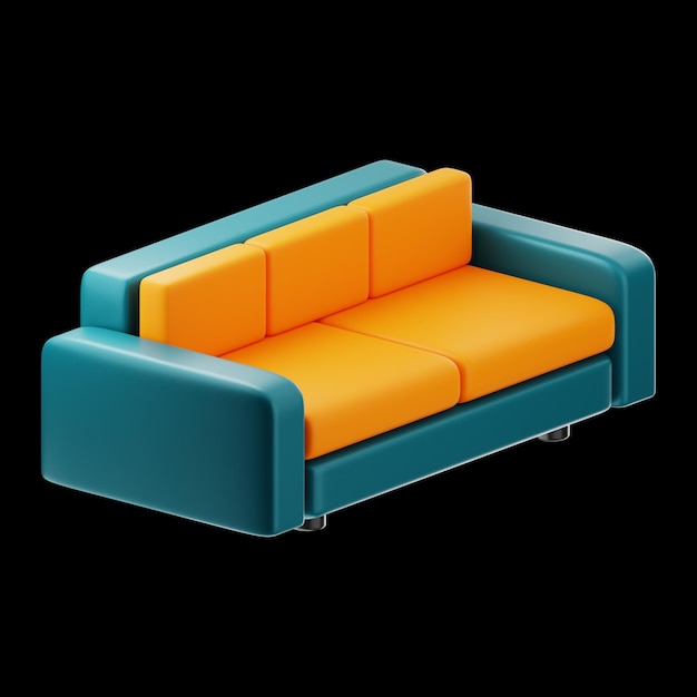 Home Furniture sofa icon 3d rendering on isolated background