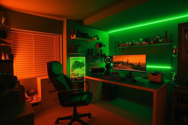 Photo home gamer room hardware generate ai