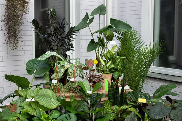 Photo home gardening on balcony houseplants and ornamental plants in pots on terrace