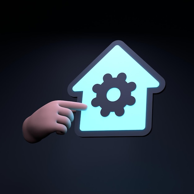 Home gear icon 3d render illustration