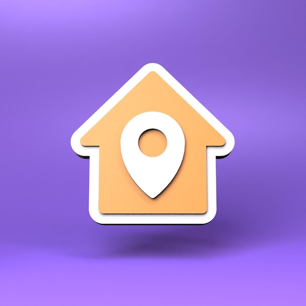 Home geolocation tag icon 3d render illustration