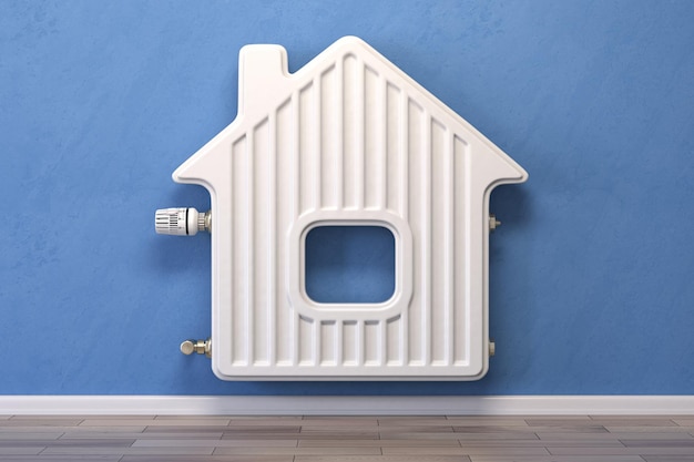 Home heating radiator in the form of house