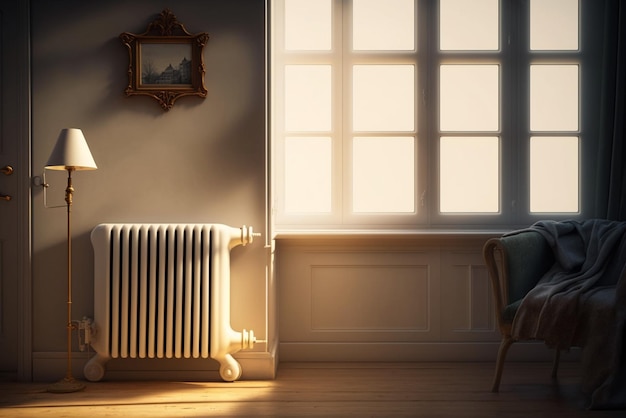 Home heating radiator in the house