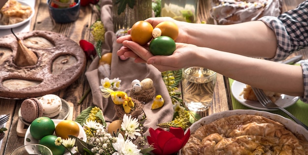 Home Holiday friends or family at the festive table