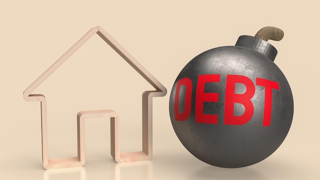 The home icon for property debt concept 3d rendering