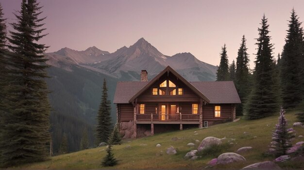 Foto icona di casa con un design di rifugio in montagna