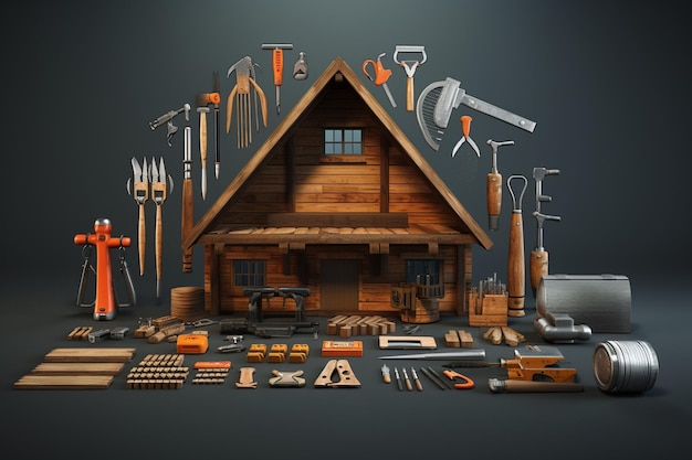 Home improvement and renovation icon pack with Generative ai