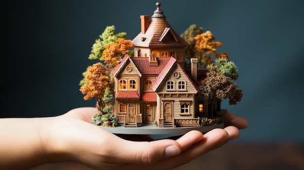 Home in Hand Miniatuurhuis met zorg gegrepen