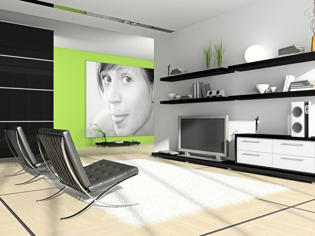 Foto rendering 3d di interni domestici