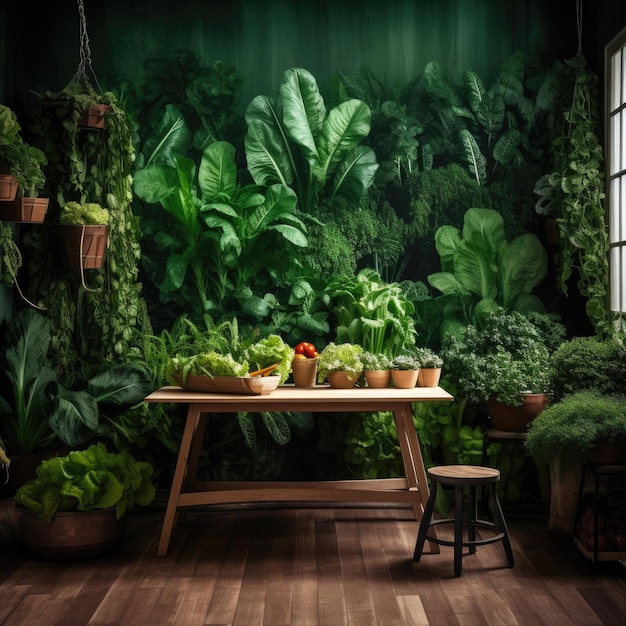 Home Interior Created Entirely of Spinach Plants for a Natural Living Space