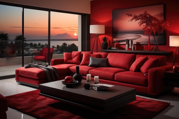 Foto decorazione di interni domestici con idee di ispirazione a tema rosso