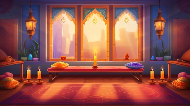 home interior Diwali celebrations cartoon illustration ai generative