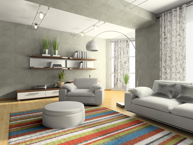 Home interior of drawingroom 3D rendering