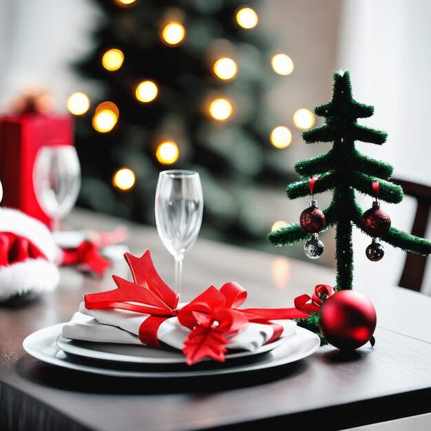 家はクリスマスの装飾品とギフトボックスとろうそくの軽い装飾で装飾されています