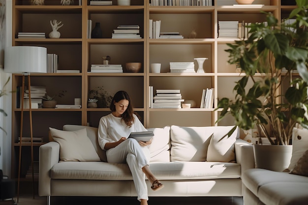 Home Library Scene Where Someone is Studying