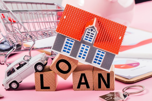 Photo home loan car loan conceptloan to buy a car to buy a house