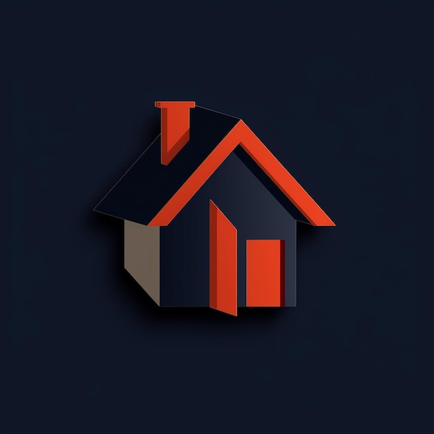 Foto home logo onroerend goed logo creatieve 3d-huis logo donkere achtergrond