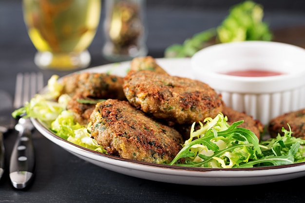 Home made Fish Cake cod, spinach and breadcrumbs