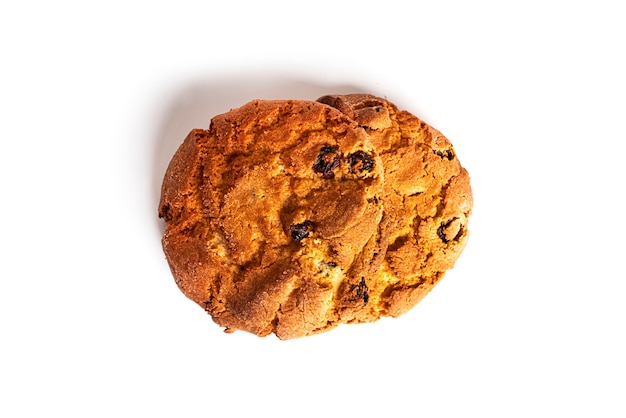 Home made oatmeal cookies isolated on white background. High quality photo