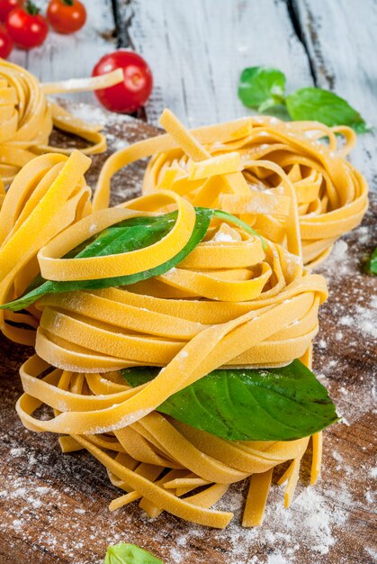 Home made raw uncooked pasta