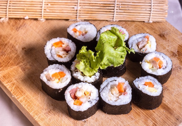 Home Made Sushi Roll with chicken