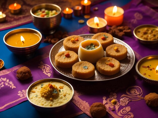 Photo home made tasty diwali food snacks sweets