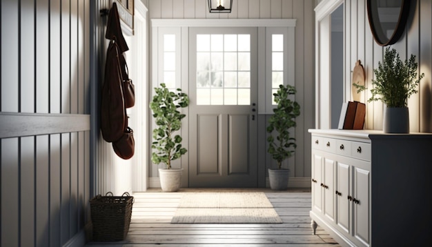 Home mockup farmhouse hallway interior background Ai generative