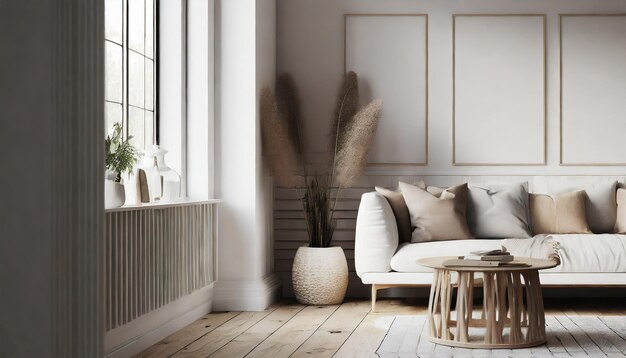 Home mockup interior background scandinavian style 3d render