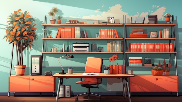 Home office background office vector desk monitors co working space wallpaper technologies