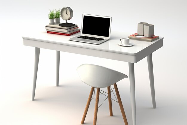 Home or office desk with laptop computer