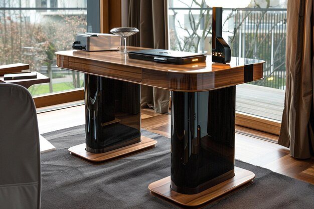 Home office setup with a minimalist desk and sleek modern design