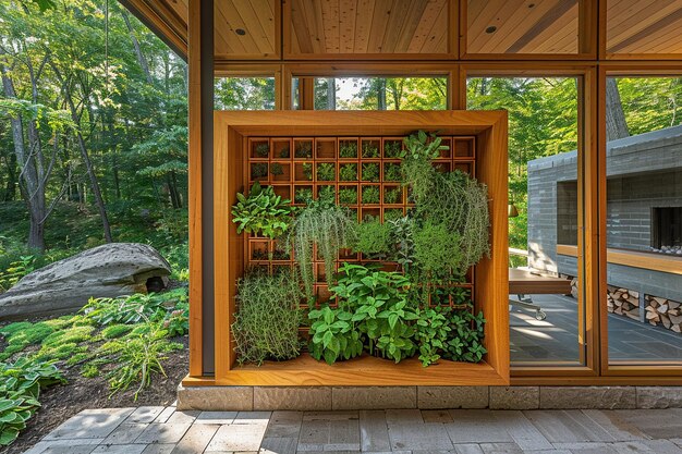 Home office with a built in herb garden