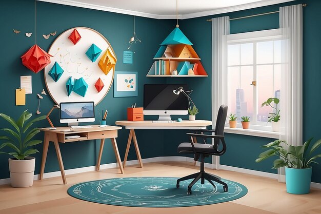 Home Office with Circular Workspace