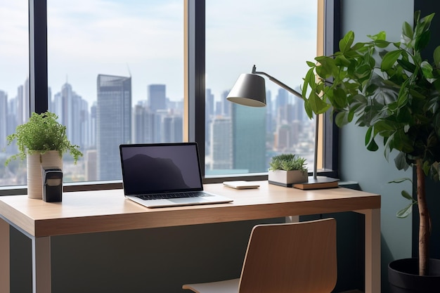 Home Office with City Skyline ViewxA