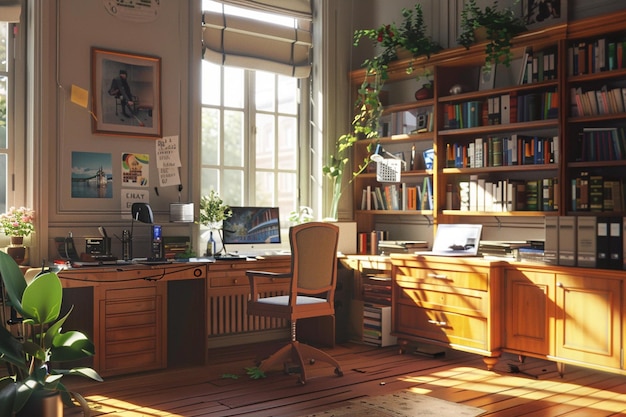 Home office work scenes octane render k UHD ar