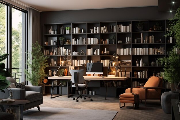 home offices with bookshelves