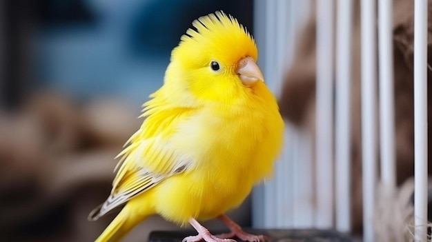 Фото Домашнее животное желтая птица красивые перья любовь к животным