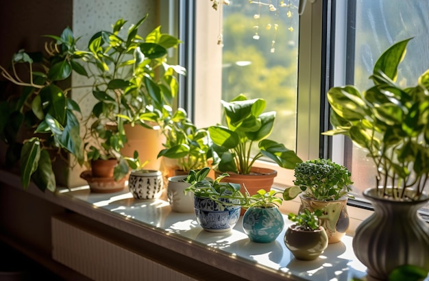 home plants near a window with the sun