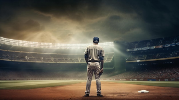 Home Run Hero A Baseball Player Ready to Score on the Field Generativeai