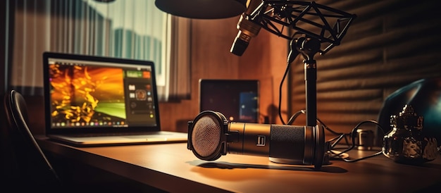 Home studio podcast interieur Microfoon