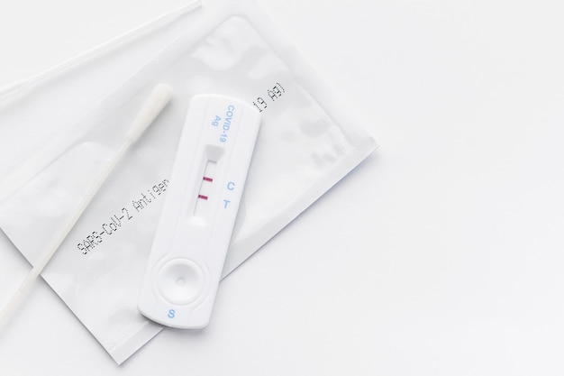 Photo home testing kit for coronavirus on a white background