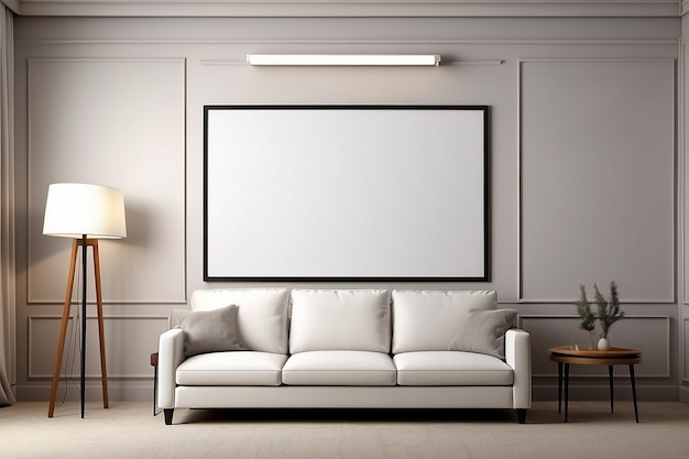Фото Мокет дисплея плаката домашнего кинотеатра с настраиваемым белым пространством