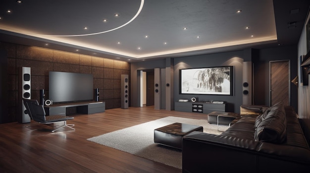 Home theater A room in a house or building designe AI generated